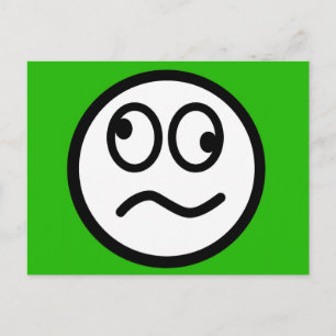 Carte Postale Visage drôle sur Arrière - plan vert