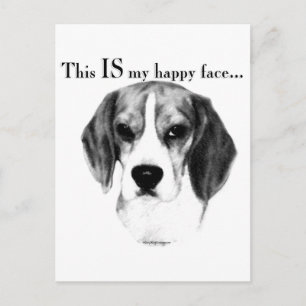 Carte Postale Visage heureux du beagle