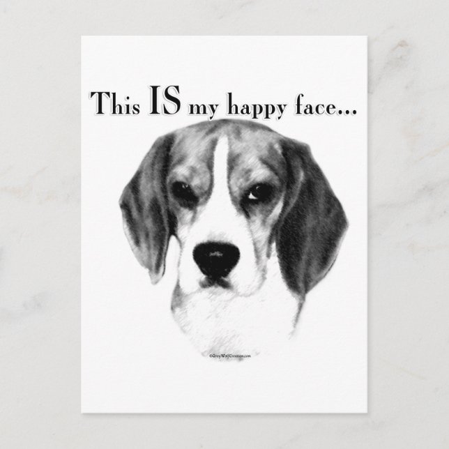 Carte Postale Visage heureux du beagle (Devant)