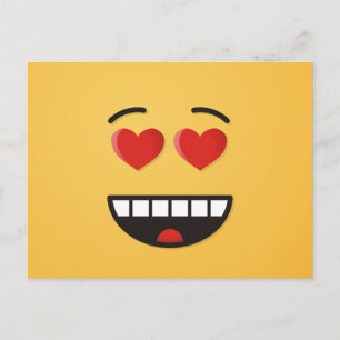 Carte Postale Visage souriant aux yeux en forme de coeur