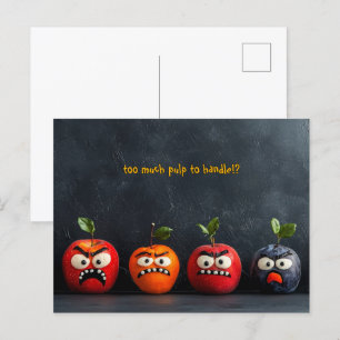 Carte Postale Visages de Fruits Drôles Trop de Pulpe à Manipuler