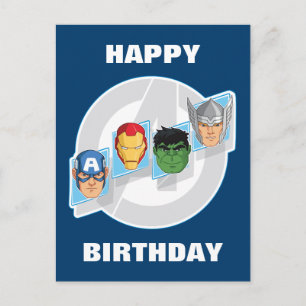 Carte Postale Visages de personnages d'Avengers sur logo