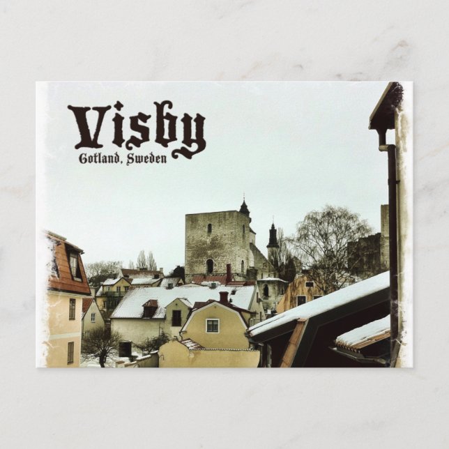 Carte Postale Visby, Gotland, Suède Toits avec frontière légère (Devant)