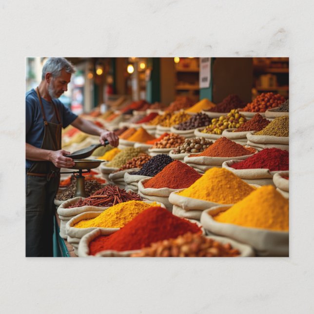 Carte Postale Vision artistique du marché des épices de Rome (Devant)