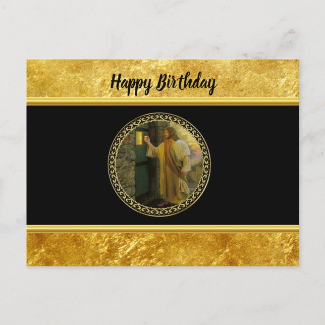 Carte Postale Visitation à Dawn Jesus frappe sur une porte rusti (Devant)