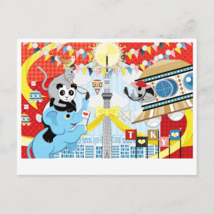 Carte Postale Visite d'aliens et d'animaux à Tokyo (Remake)