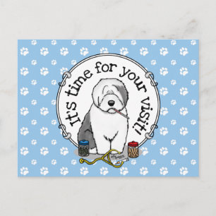 Carte Postale Visite vétérinaire Rappel vieux anglais Sheepdog