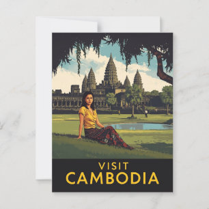 Carte Postale Visite vintage Cambodge Angkor Vat Travel