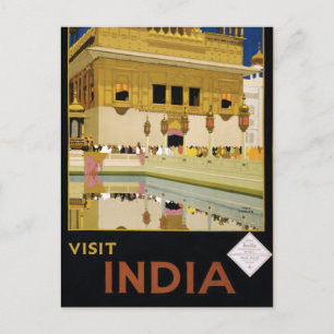 Carte Postale Visiter l'affiche Vintage voyage indienne restauré