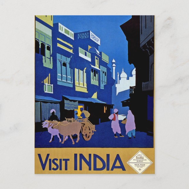 Carte Postale Visiter l'art Vintage voyage indien (Devant)