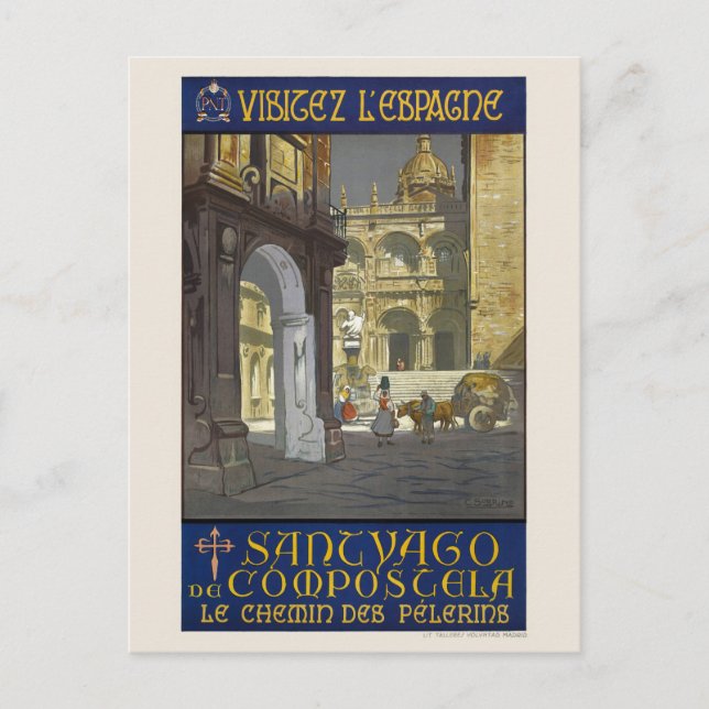 Carte Postale Visitez Espagne Poster vintage années 1920 (Devant)