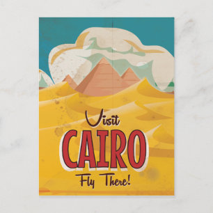 Carte Postale Visitez l'affiche de voyage vintage du Caire Egypt