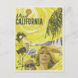 Carte Postale Visitez l'affiche Vintage voyage de Californie