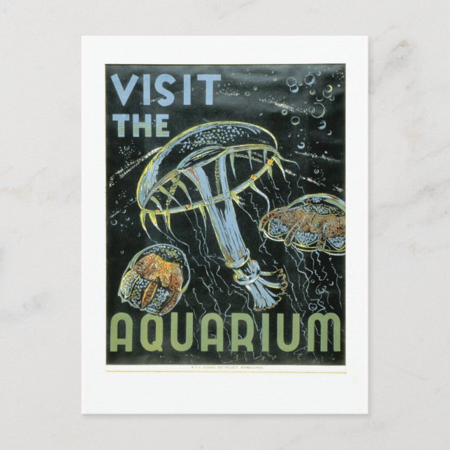 Carte Postale Visitez l'Aquarium - Poster WPA - (Devant)