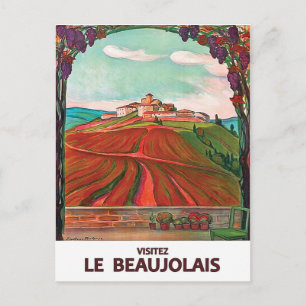 Carte Postale Visitez le Beaujolais, France. Voyage vintage fran
