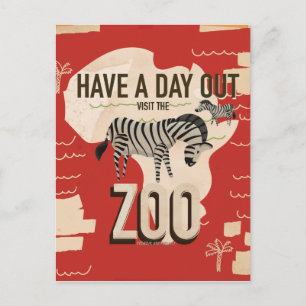 Carte Postale Visitez le zoo affiche de voyage vintage Zèbre.