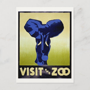 Carte Postale Visitez le Zoo - Éléphant - Affiche Vintage WPA