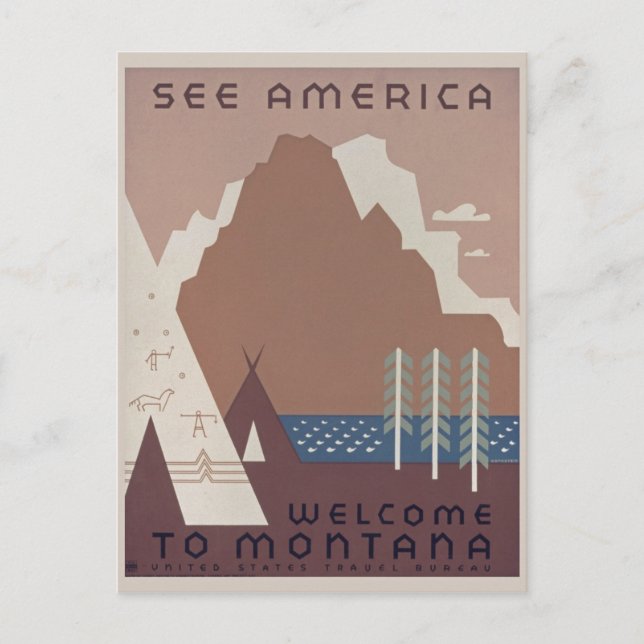 Carte Postale Visitez Montana America Vintage (Devant)