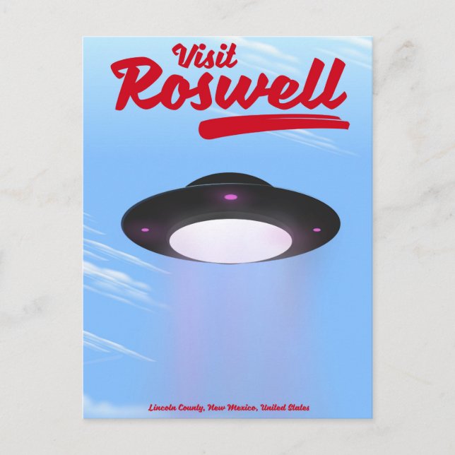 Carte Postale Visitez Roswell UFO poster vintage Color (Devant)