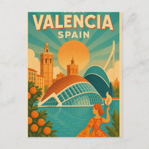 Carte Postale Visitez Valence, Espagne – Retro Travel 2025