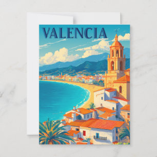 Carte Postale Visitez Valencia Espagne Retro Travel