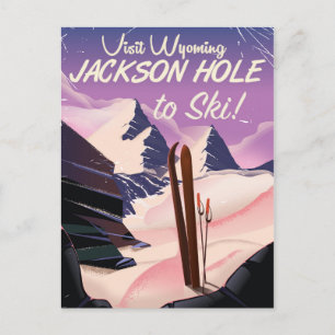Carte Postale Visitez Wyoming ! Affiche de voyage pour skier à J