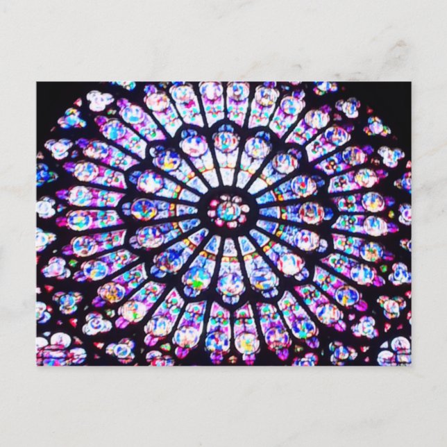Carte Postale Vitrail de Paris Notre-Dame - La Rose (Devant)