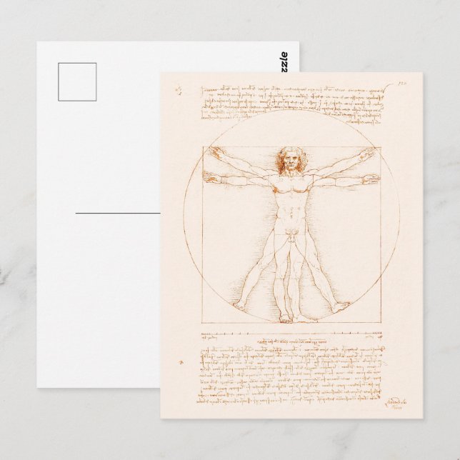 Carte Postale Vitruve | Léonard de Vinci | (Devant / Derrière)