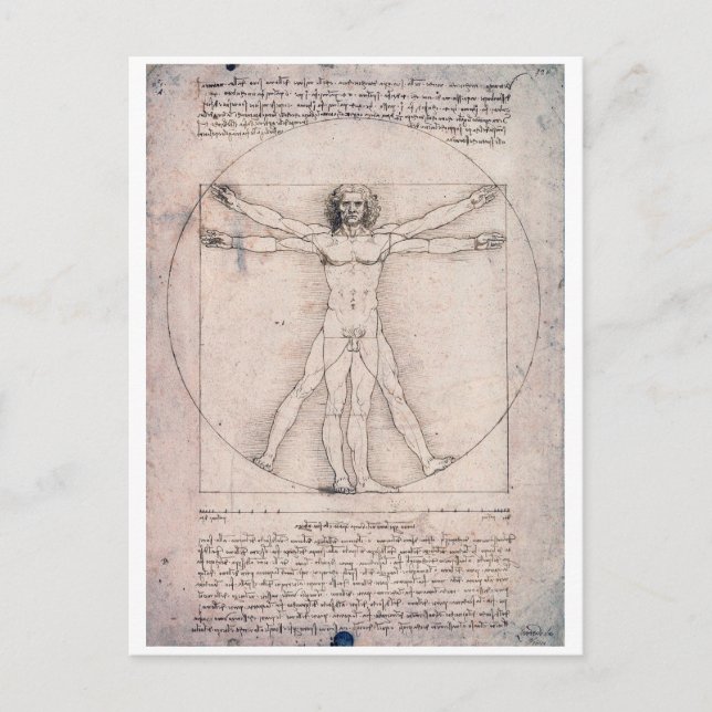 Carte Postale Vitruvian Man Vitruvian Man, Leonardo da Vinci (Devant)