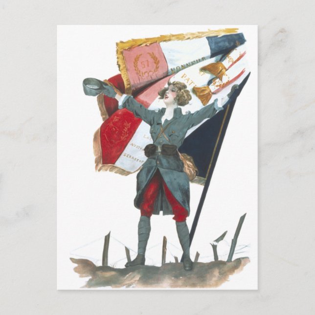 Carte Postale Viva la France Uniforme militaire féministe et dra (Devant)