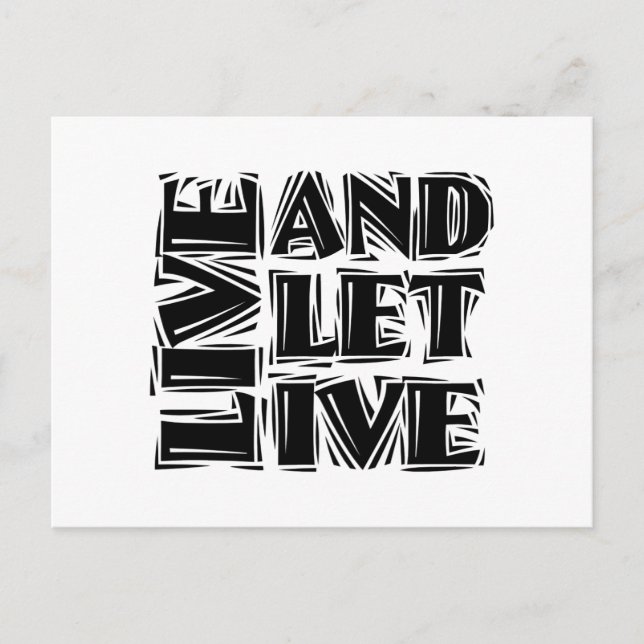 Carte Postale Vivez et laissez vivre Citation de slogan de récup (Devant)