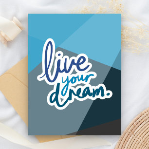 Carte Postale Vivez votre rêve   Typographie motivationnelle
