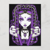 Carte postale "Vivian" Purple Cyber Goth Fairy Art