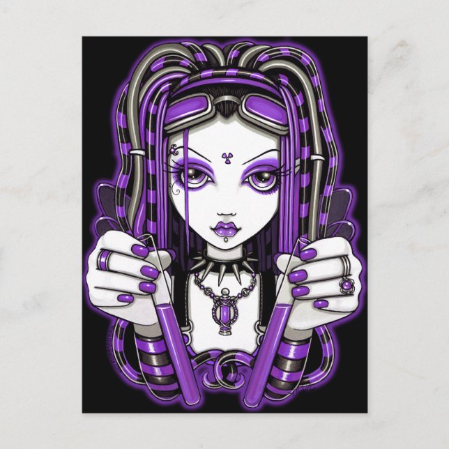 Carte postale "Vivian" Purple Cyber Goth Fairy Art (Devant)