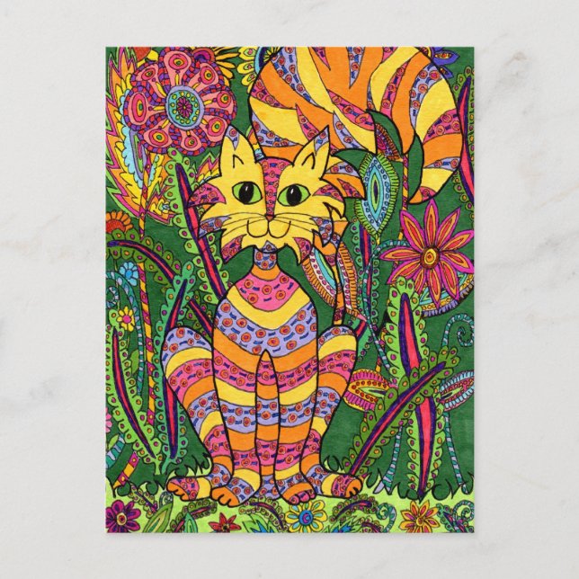 Carte Postale Vivid Garden Cat 2 (Devant)