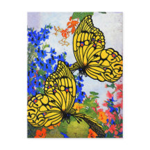 Vivid Papillons Vintages 1920 et fleurs de jardin