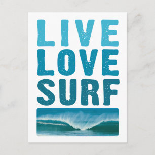 Carte Postale Vivre, Amour, Surf