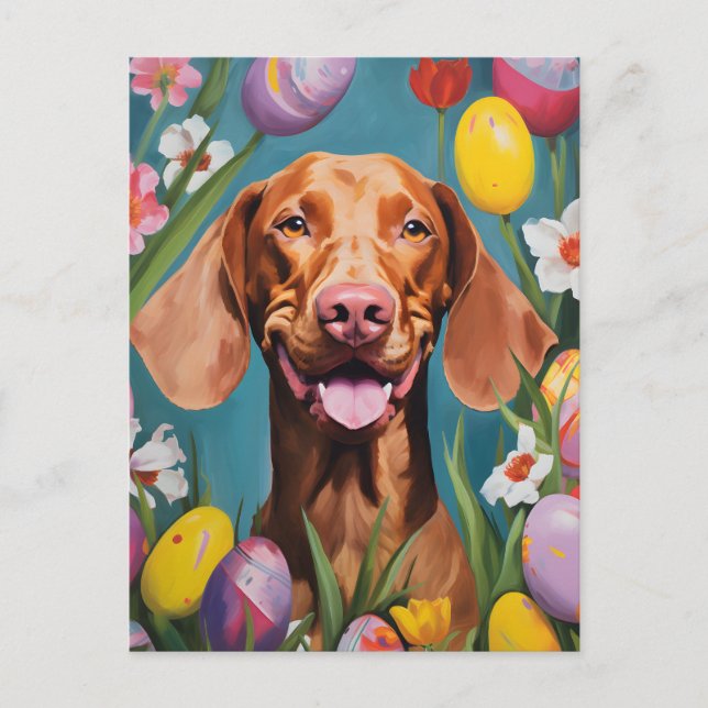 Carte Postale Vizsla Bonne Pâques (Devant)