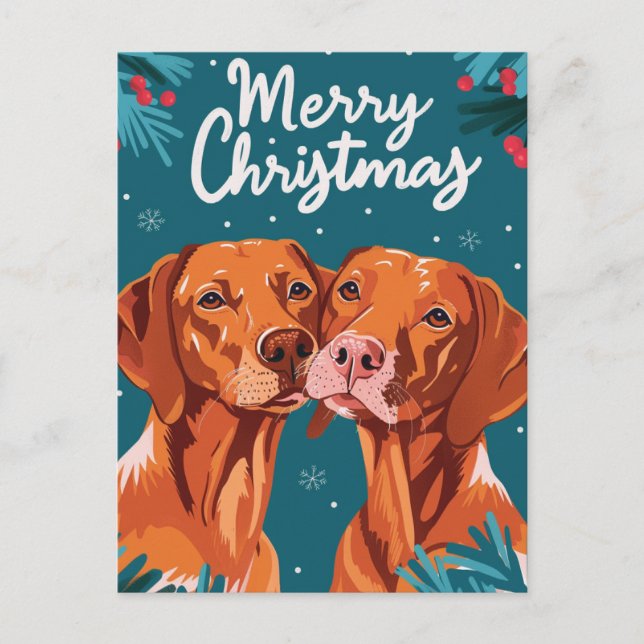 Carte Postale Vizsla Joyeux Noël (Devant)