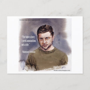 Carte Postale Vladimir Zelensky & Citation sur les munitions