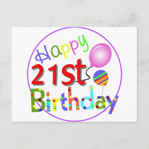 Carte Postale vœux d'anniversaire 21 ans