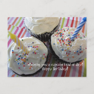 Carte Postale Vœux d'anniversaire Cupcakes