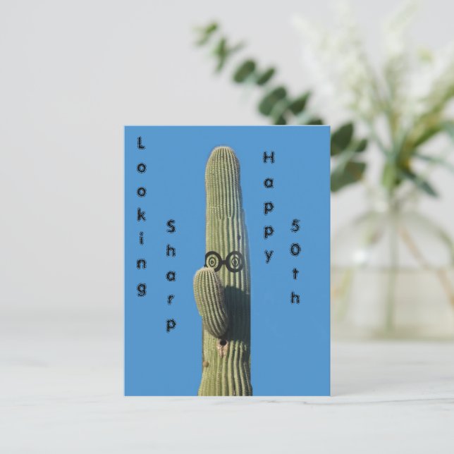 Carte Postale Vœux d'anniversaire drôles Cactus Humour (Debout devant)