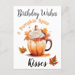 Carte Postale Vœux d'anniversaire et baisers de citrouille épicé
