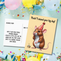 Vœux d'anniversaire tardifs avec un rat mignon