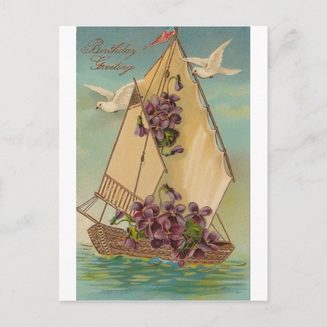 Carte Postale Vœux d'anniversaire vintage (Devant)