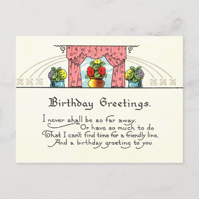 Carte Postale Voeux d'anniversaire vintages (Devant)