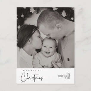 Carte Postale Vœux de bonheur Joyeux Noël Photo de famille