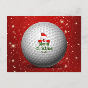 Carte Postale Vœux de Noël au golfeur