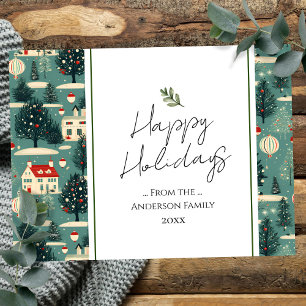 Carte Postale Vœux de Noël du village rétro